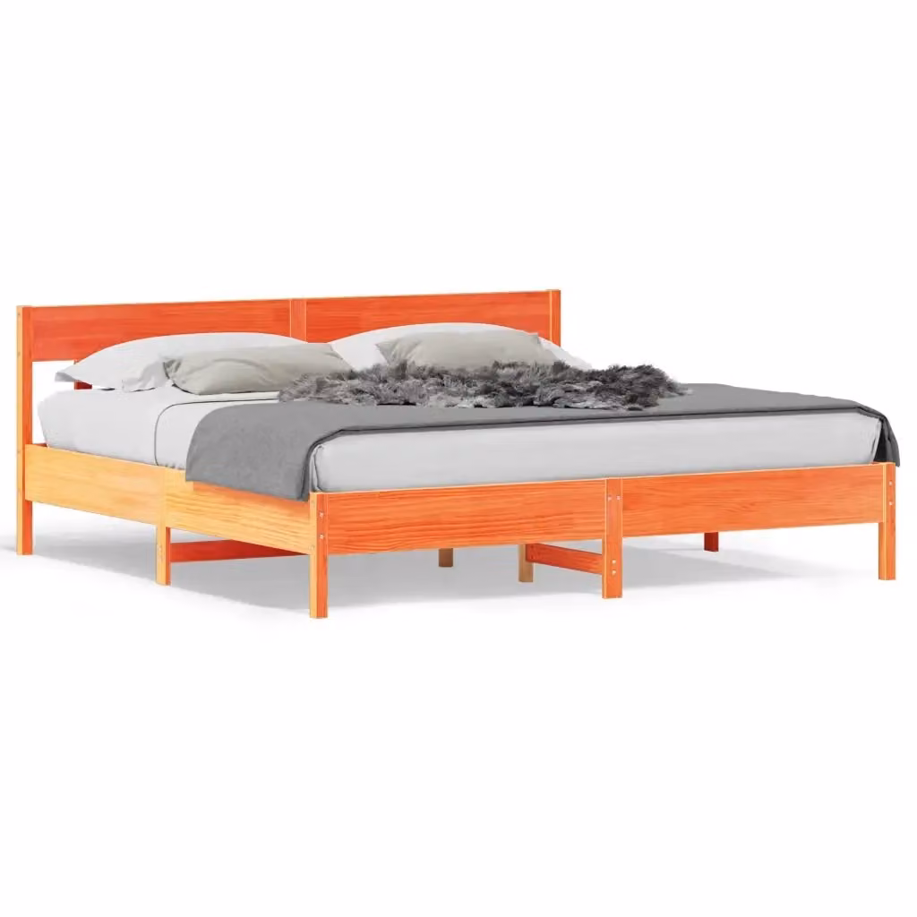 Giroletto vidaXL in legno di pino marrone cera con doghe fisse L/P: 200 x 200 cm – 2