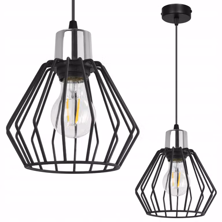Lampada a sospensione, lampadario da soffitto, paralume in filo metallico, LED