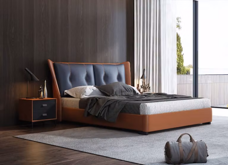 Italienische Designer Möbel Bett Doppel Schlazimmer 180x200cm Betten Leder