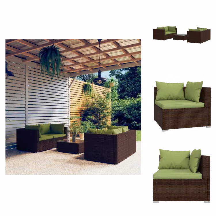 vidaXL set da salotto da giardino 5 pezzi con cuscini in rattan marrone - Set di mobili da giardino