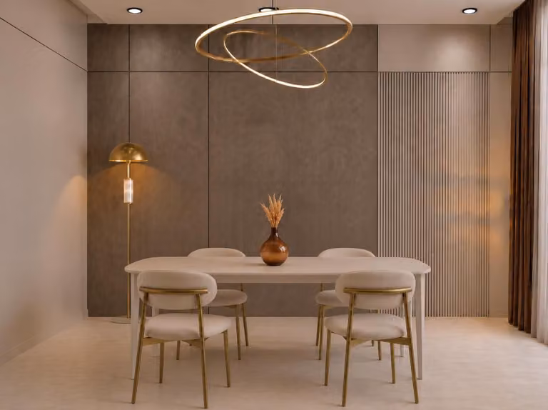 4 Esszimmerstühle Beige Polsterstuhl Holzgestell Modern