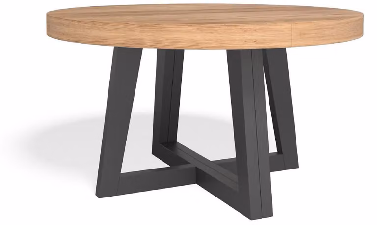 Casa Padrino tavolo da pranzo colori naturali / nero 140-320 x 140 x h. 77 cm - Tavolo da conferenza rotondo allungabile in legno massiccio - Mobili per sala da pranzo - Mobili per ufficio - Mobili in legno massiccio - Mobili