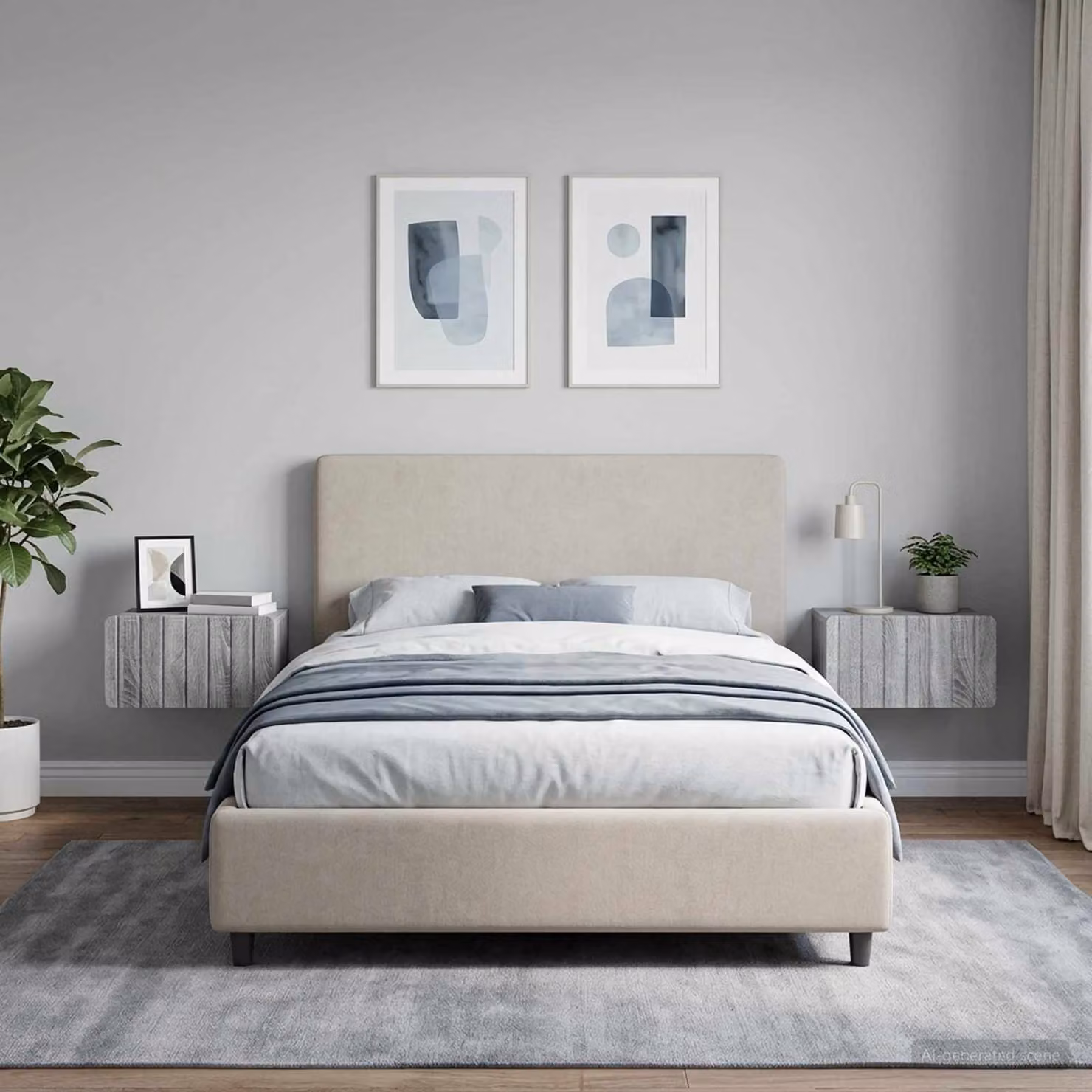 Set di 2 comodini sospesi vidaXL in stile moderno, colore Grigio Sonoma, L 49 cm x P 34,5 cm x H 24 cm