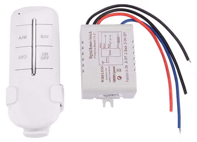 Interruttore ON/OFF AC 180-240 V con ricevitore wireless per lampada, telecomando RF (monopolo, 1000 W)