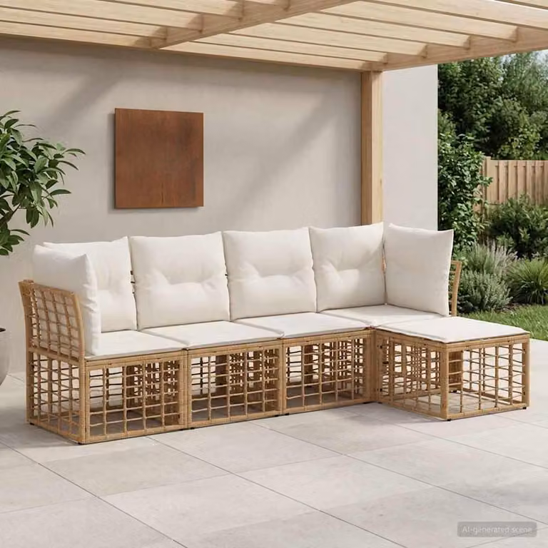 Maison Exclusive - Set divani da esterno in poliestere naturale