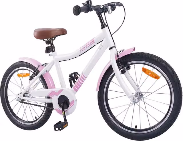 Bicicletta per bambini da 20 pollici in metallo e gomma, colore rosa e bianco