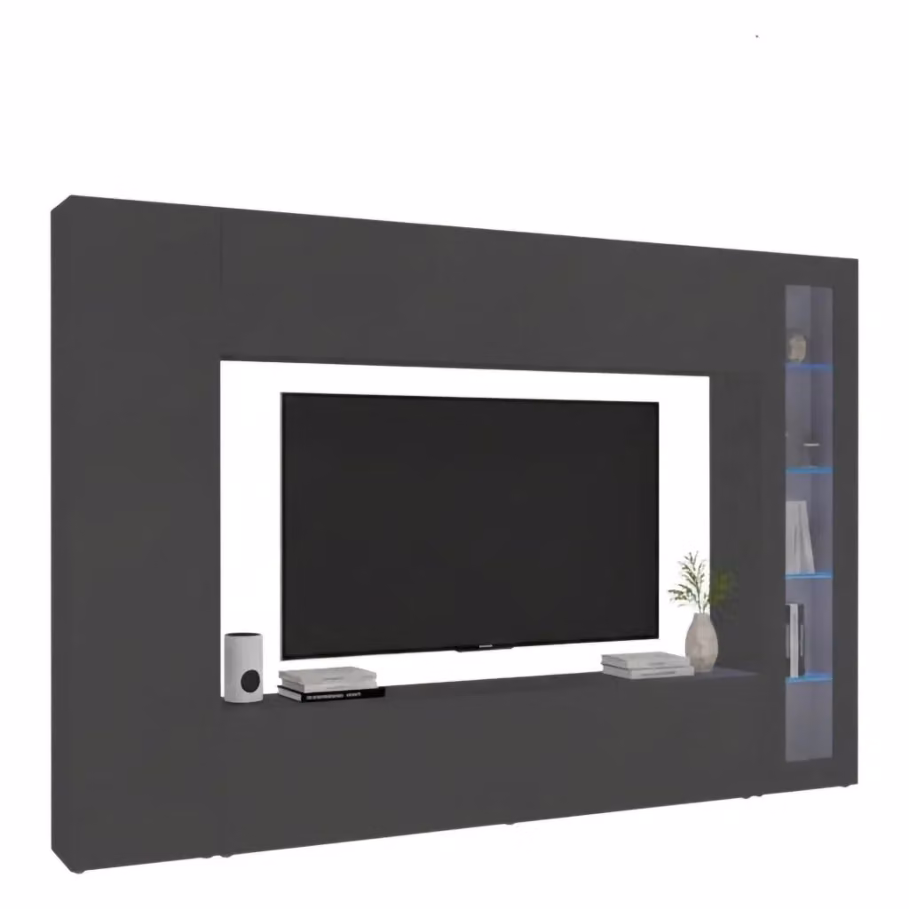 Parete Attrezzata Mobile Soggiorno Alatri DMORA Nero Antracite L: 260 cm, P: 30 cm, H: 180 cm – 2