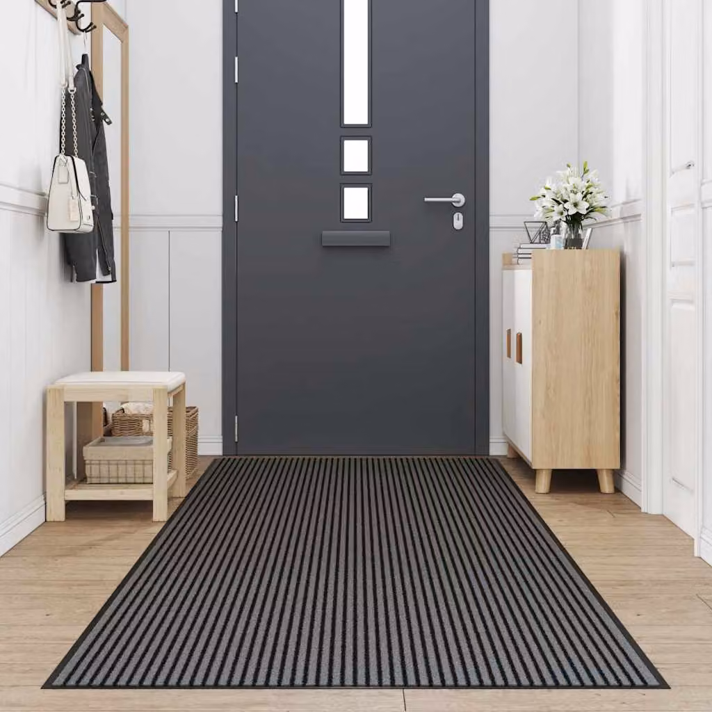 vidaXL Zerbino a Strisce Nere e Grigie 115x400 cm