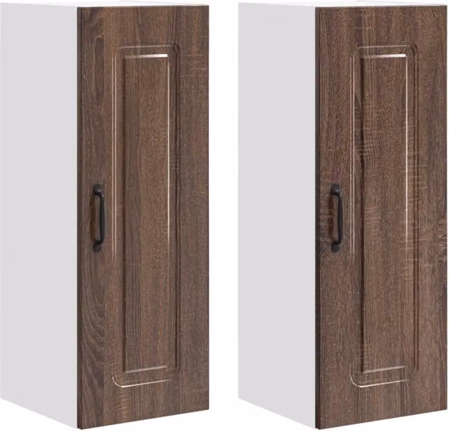 Set di 2 pensili da cucina moderni 30 x 31 x 80 cm con ampio spazio di archiviazione stile pulito in legno ingegnerizzato rovere marrone 02_0053698