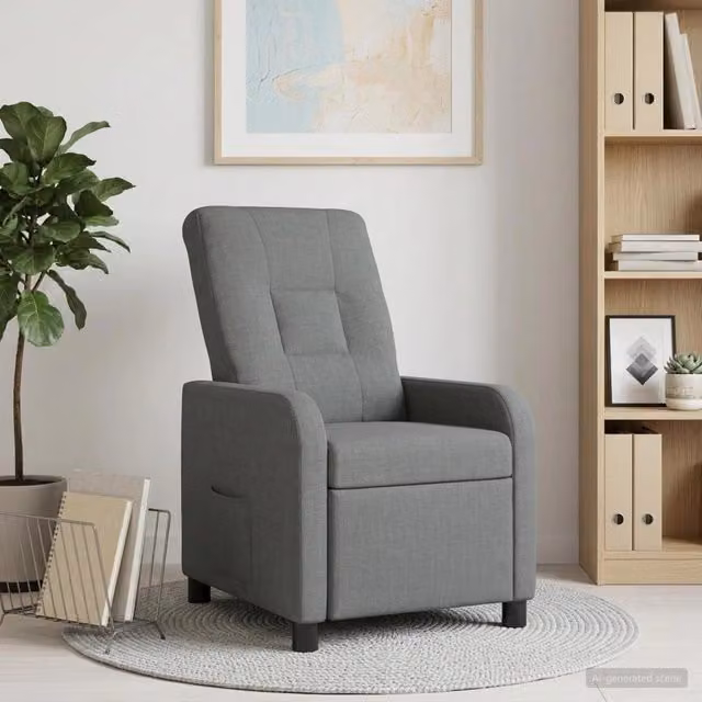 Poltrona reclinabile relax vidaXL in tessuto grigio con braccioli e struttura moderna per soggiorno o ufficio