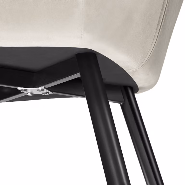 Sedia Marilyn tectake in velluto beige con gambe nere per soggiorno e sala da pranzo