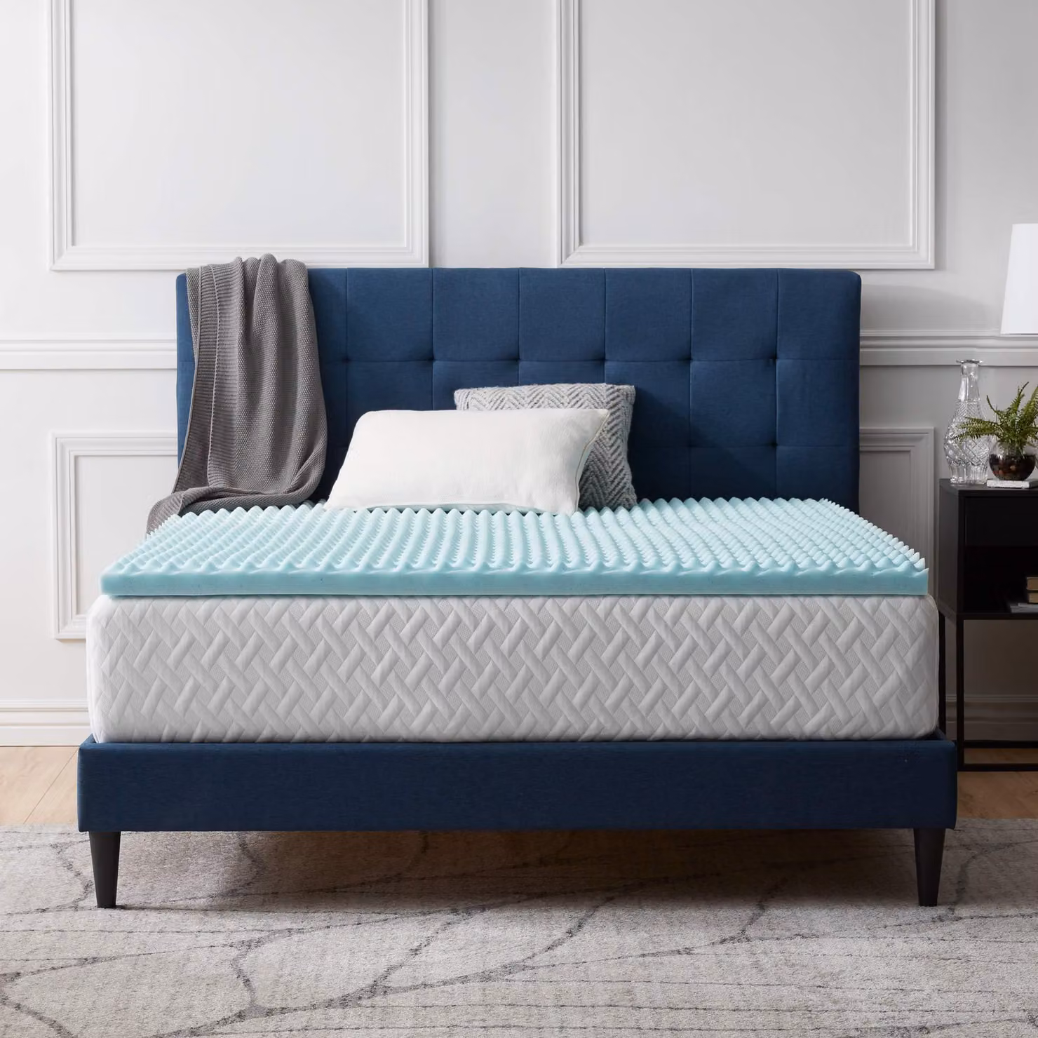 Topper per materasso in gel, spessore 5 cm, sagomato, dimensioni 150x190 cm, Oeko-Tex
