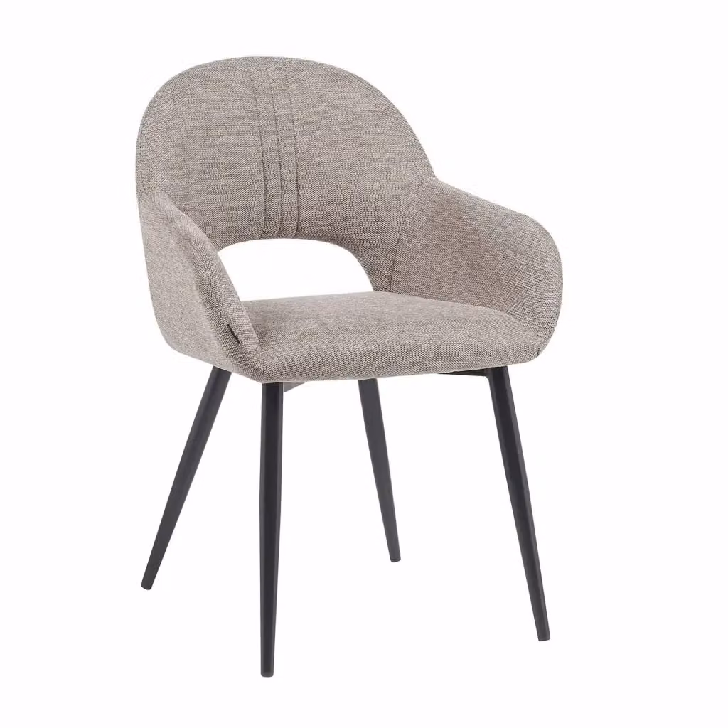 Sedia imbottita LÚZETE Rowan beige con gambe nere in metallo – 2