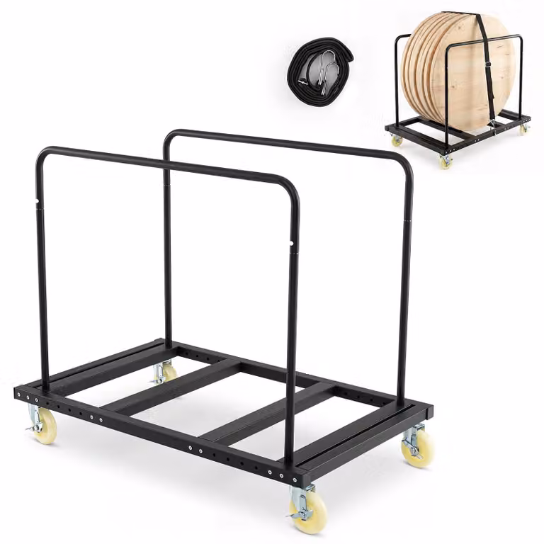 Carrello portante COSTWAY, capacità fino a 815 kg, carrello da officina con ruote girevoli a 360° bloccabili, freno, struttura in acciaio e cintura di fissaggio, carrello manuale con dimensioni 74x116x99 cm