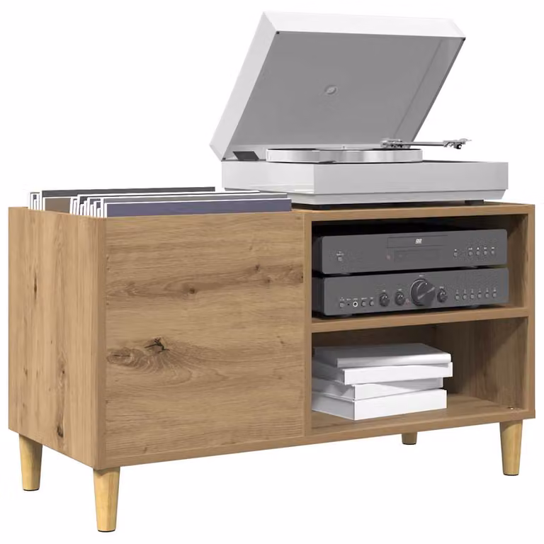 vidaXL Mobile Porta Dischi in Rovere Artigianale Marrone L: 84,5 cm, P: 38 cm, H: 48 cm