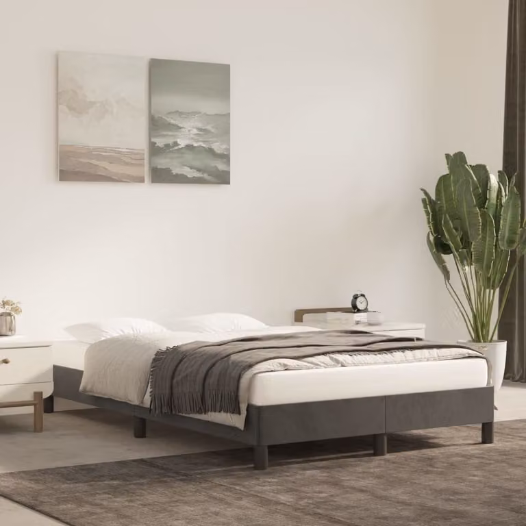 The Living Store Struttura letto grigio scuro 120x200 cm in velluto