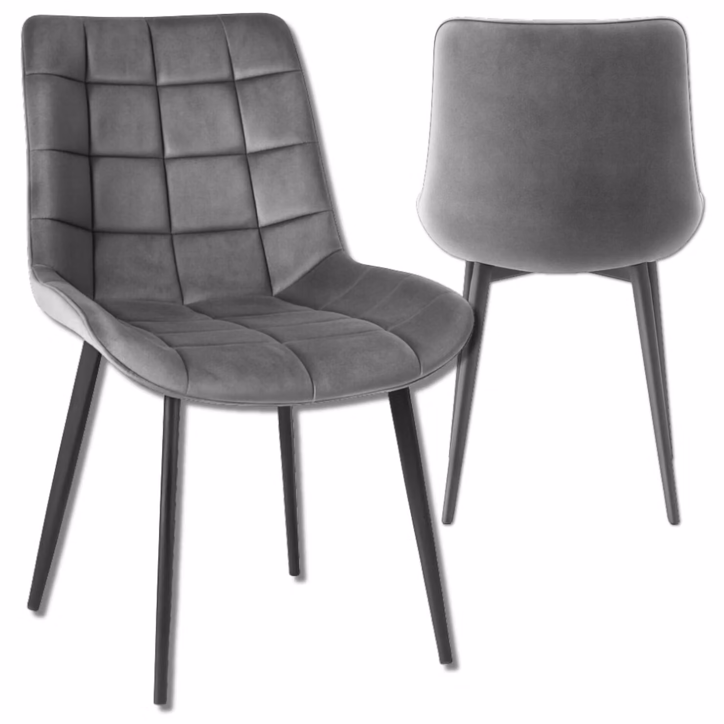 Sedia da pranzo Omna | Veluform Lux - Grafite - Moderna - Confortevole - Design elegante - Gambe di metallo