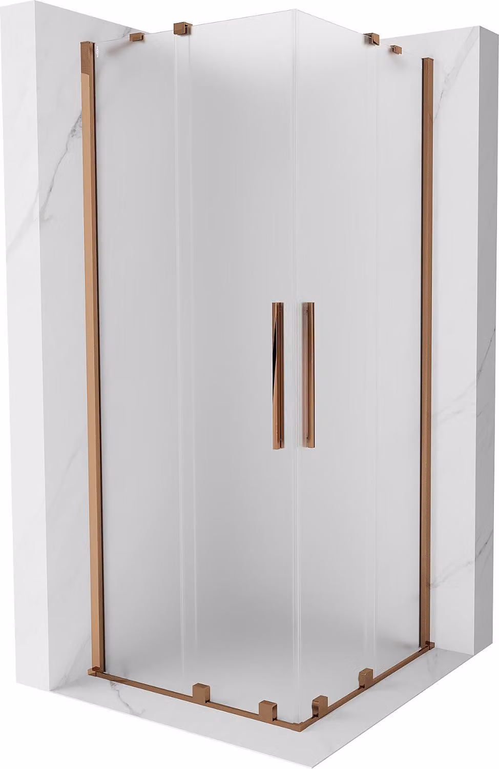 Mexen Velar Duo cabina doccia scorrevole 100 x 100 cm, satinato, oro rosa - 871-100-100-32-60