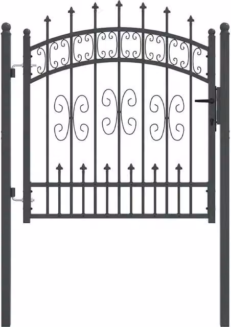 Cancello singolo in acciaio con punta a lancia KAMPEN colore grigio L: 103 cm, H: 100 cm CFW5839536