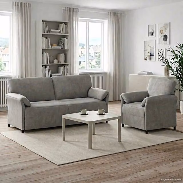 Set di divani 2 pz Grigio Chiaro Velluto 3424913