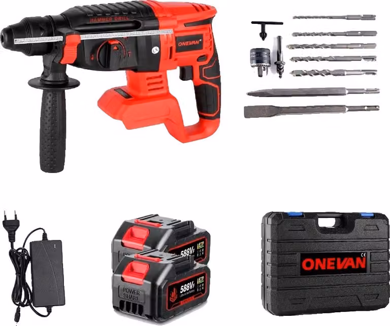 Avvitatore elettrico a percussione senza spazzole, potenza 2000W, diametro del trapano 26MM, set di 2 batterie1caricatore