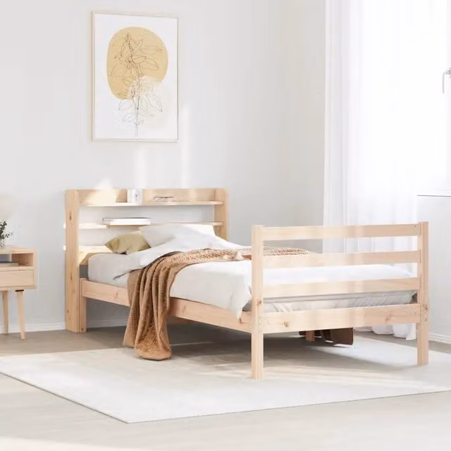 Letto con Testiera vidaXL in Legno Massello di Pino Naturale L/P/H: 200 x 100 x 110 cm
