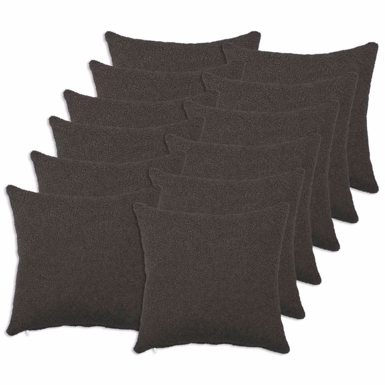 Set di 12 federe vidaXL HEERLEN in tessuto bouclé grigio scuro, L/P: 40 x 40 cm