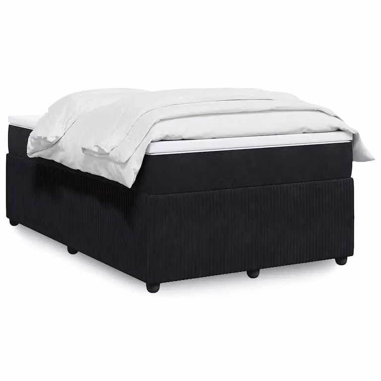 vidaXL Giroletto a Molle con Materasso in Velluto Nero L: 120 cm, P: 190 cm