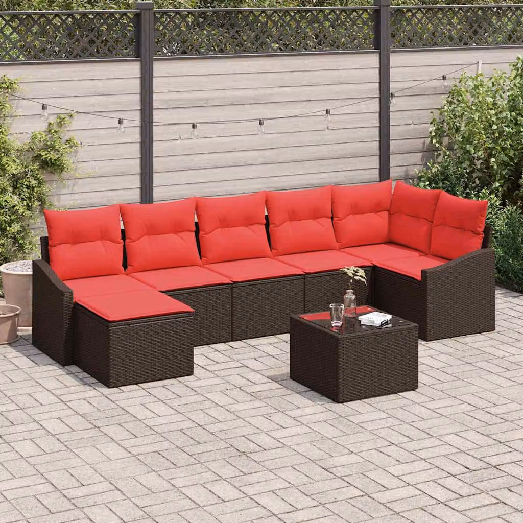 Maison Exclusive - Set di divani da esterno, 8 pezzi, color marrone [Materiale sintetico]: rattan sintetico