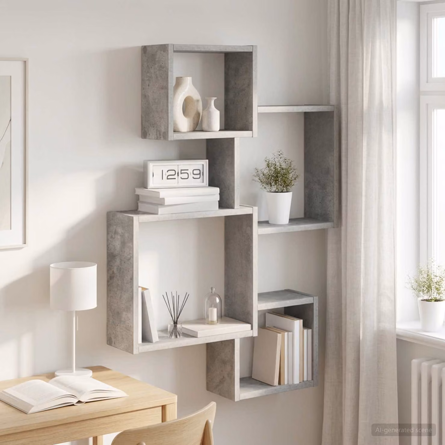 vidaXL Mensole a Cubo da Parete in MDF Grigio Cemento Moderno