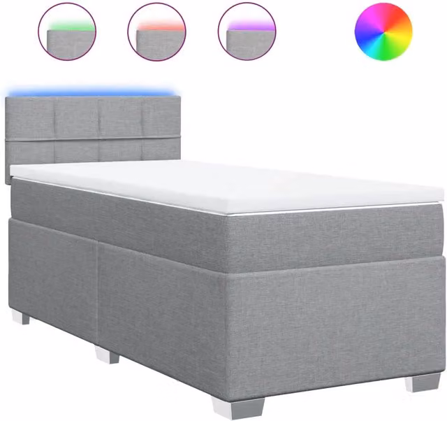 Letto Ibrido vidaXL con Materasso a Molle Grigio e Bianco L: 100 cm, P: 200 cm