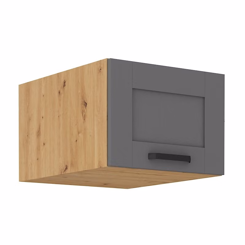 Pensile con ante battenti LAILI - larghezza 50 cm, grigio / rovere artigianale