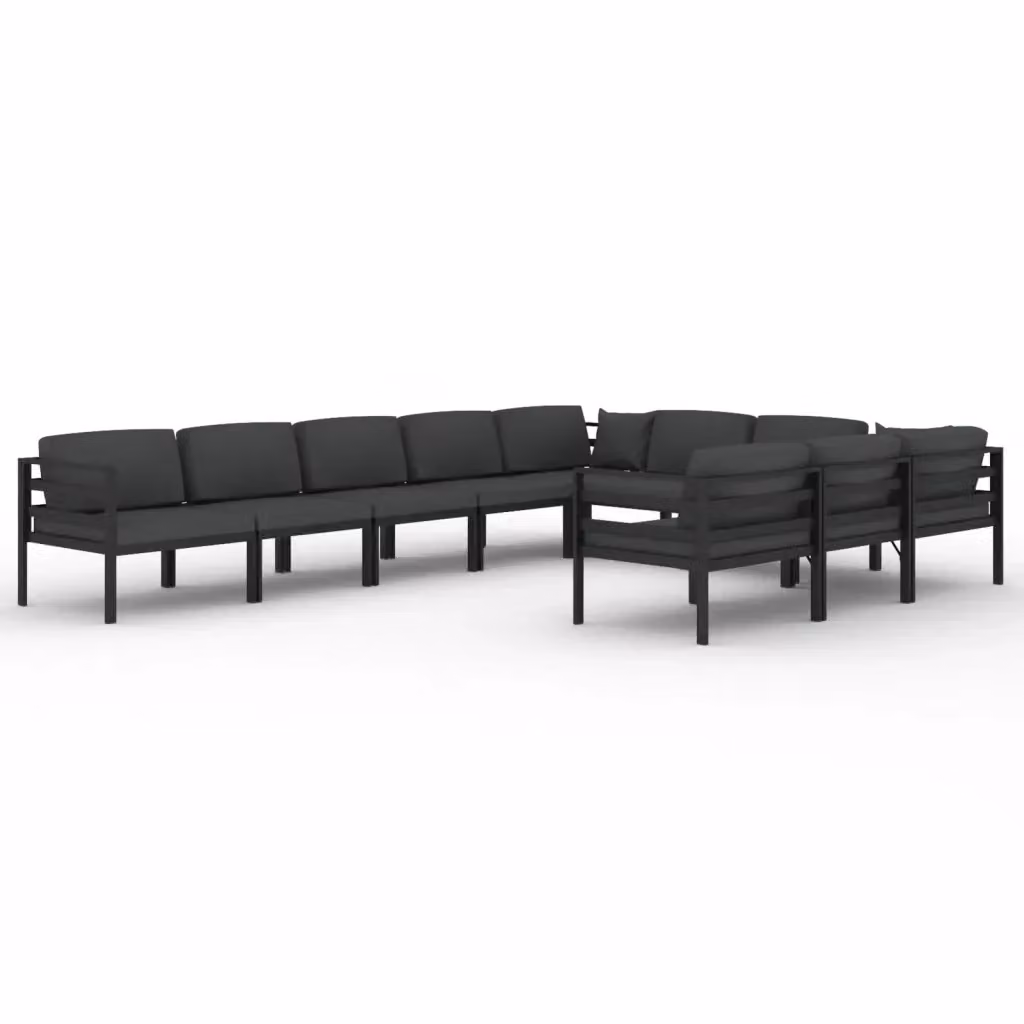 Set di divani da giardino a forma di L vidaXL con cuscini in alluminio antracite e struttura in metallo moderno – 2