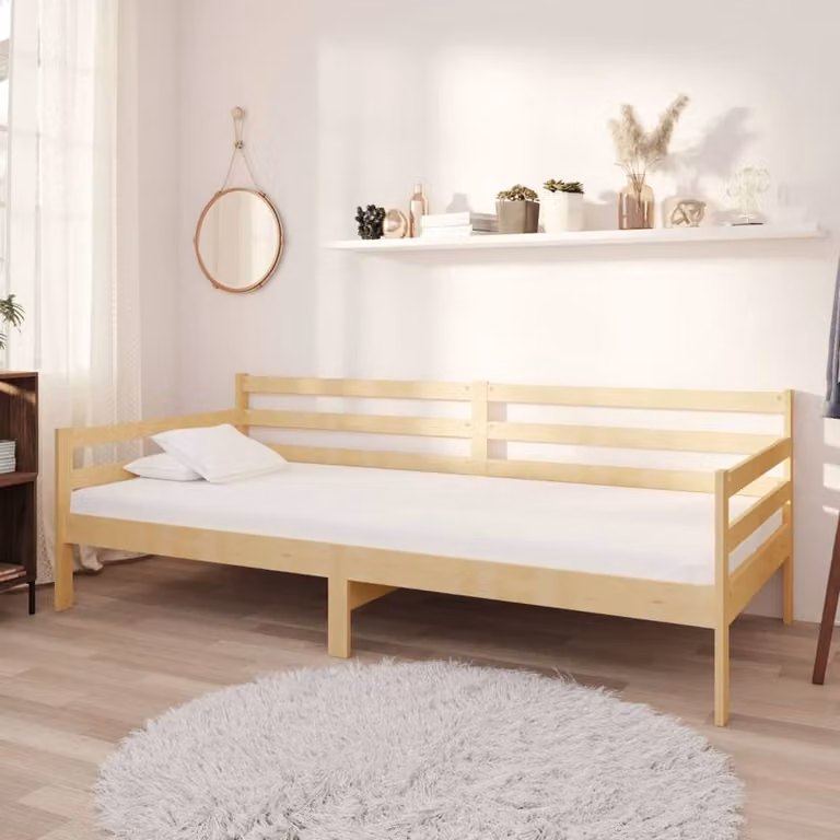 The Living Store Letto da giorno con materasso 90x200 cm in legno di pino massiccio