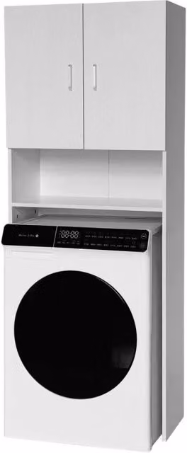 Mobile per lavatrice Casa Collection Bianco con ripiani interni e ante a battente L: 65 cm, P: 31,5 cm, H: 170 cm