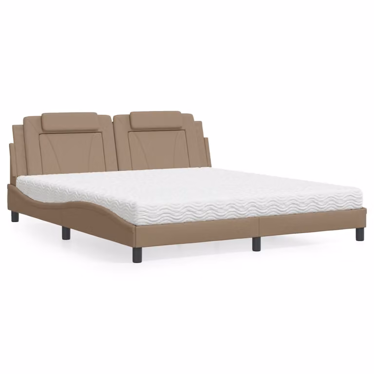 Letto Viana vidaXL con Materasso in Similpelle Cappuccino L/P: 180 x 200 cm