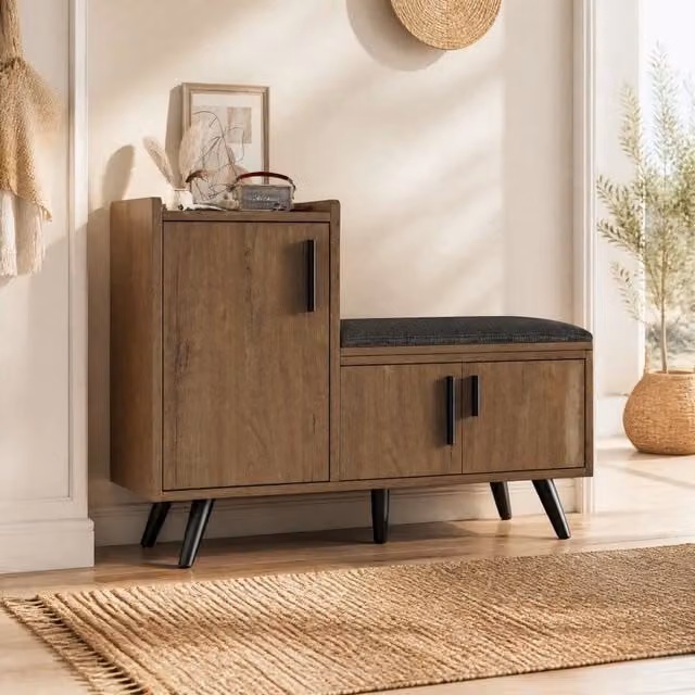 Panca portascarpe 100x34x69 cm naturale, 3 ante, truciolare,