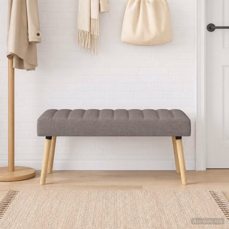Panchina trapuntata a canale vidaXL in tessuto color tortora con struttura in legno, L 110 x P 40 x H 46 cm