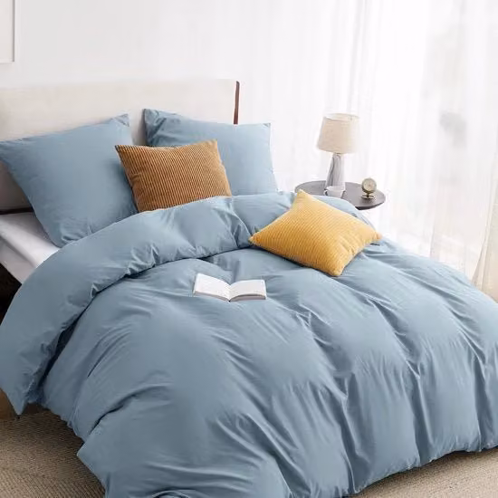 Set di Copripillow in Microfibra JGS con Cerniera, Certificazione Oeko-Tex Standard 100, Lavabile in Lavatrice, Disponibile in Grigio o Blu, Dimensioni: 240 x 220 cm e 80 x 80 cm
