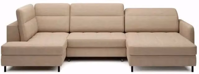 Divano angolare convertibile BERTHO MEUBLORAMA marrone chiaro e beige con angolo destro e contenitore L/P/H: 306 x 166 x 100 cm