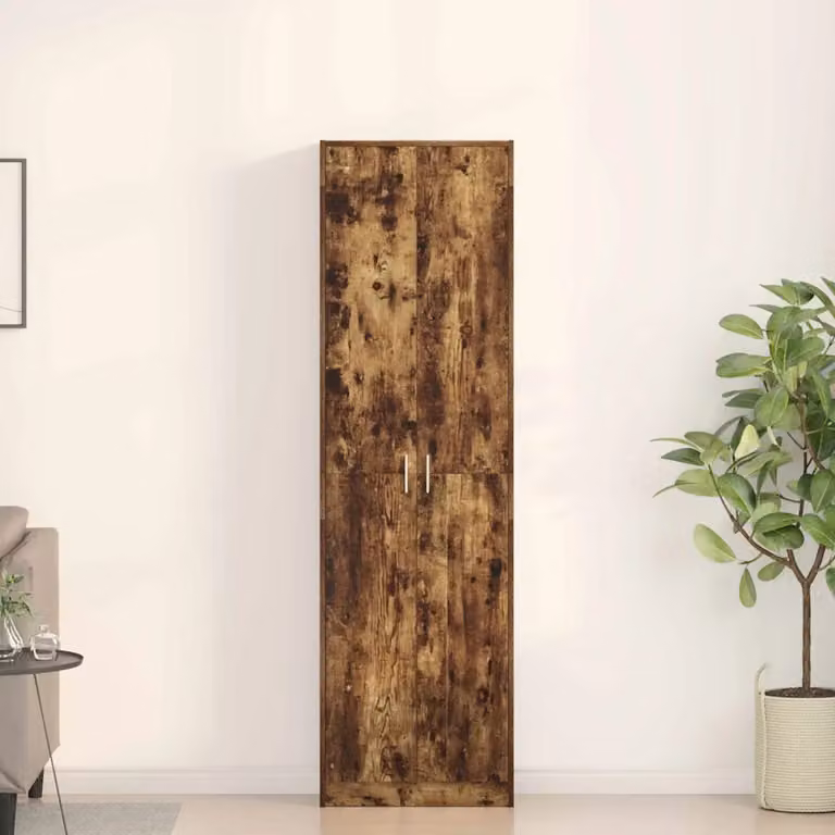 Armadio moderno vidaXL in legno MDF color rovere fumé L: 55 cm, P: 25 cm, H: 189 cm