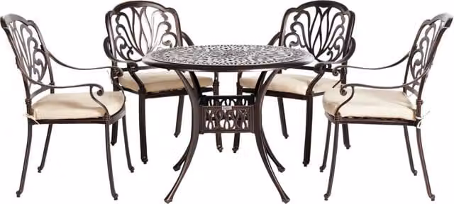 Set da pranzo da giardino BELIANI composto da tavolo quadrato in alluminio marrone e 4 sedie con cuscini in poliestere