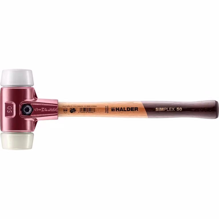 Mazza SIMPLEX soft-face con alloggiamento TE e manico in legno, Ø 50, superplastica / nylon