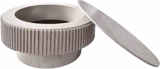 Tavolino da caffè rotondo 75 cm con vano contenitore in legno impiallacciato bianco retrò
