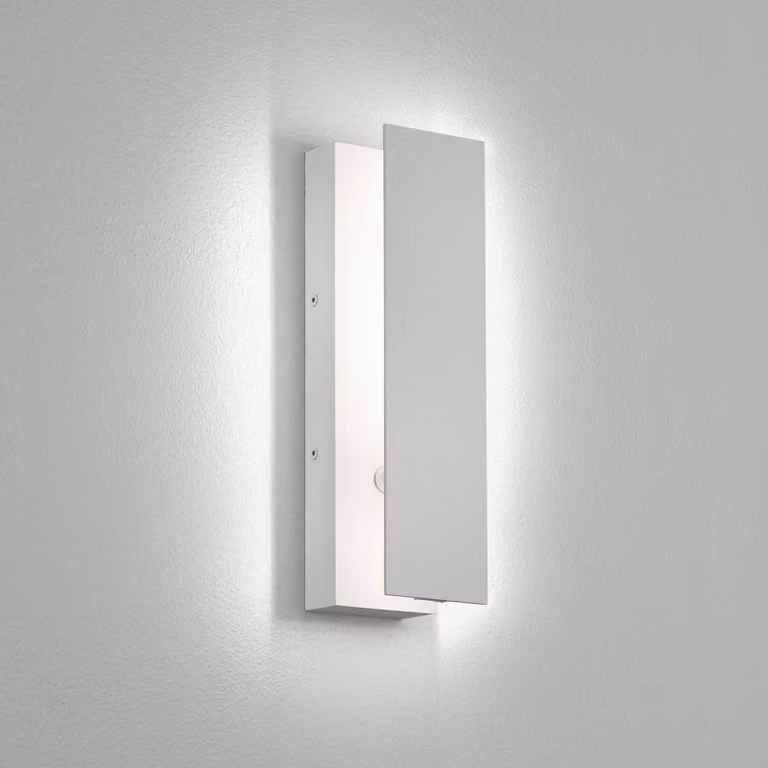 Helestra Applique da parete a LED Dex, dimmerabile, Alluminio / Grigio / Zincato, Corridoio, Alluminio, Moderno, Applique a LED