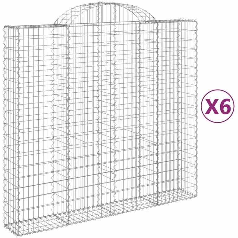 Cesti Gabbioni ad Arco 6 pz 200x50x180/200 cm Ferro Zincato