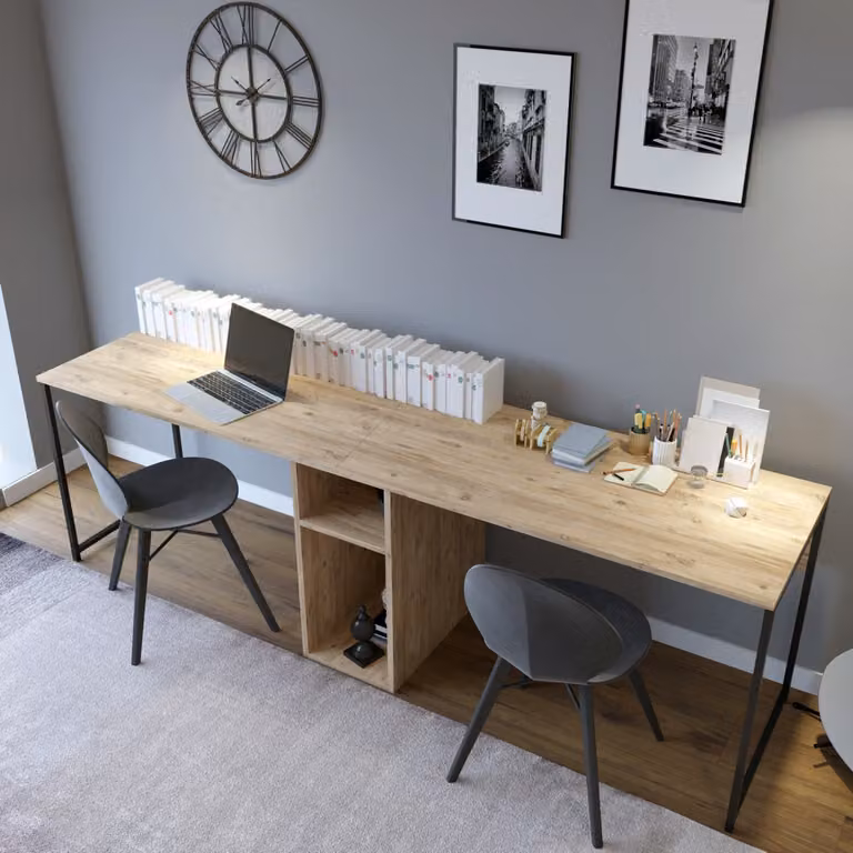 Skye Decor, Ikili Calisma Masasi L196, scrivanie, rovere, 240 x 74 x 60 cm
