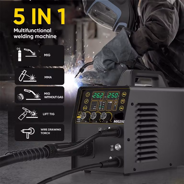 Saldatrice MIG - Saldatrice MIG senza gas - Saldatrice MMA - Saldatrice TIG - Alimentazione automatica del filo - Range di regolazione: 10-200A