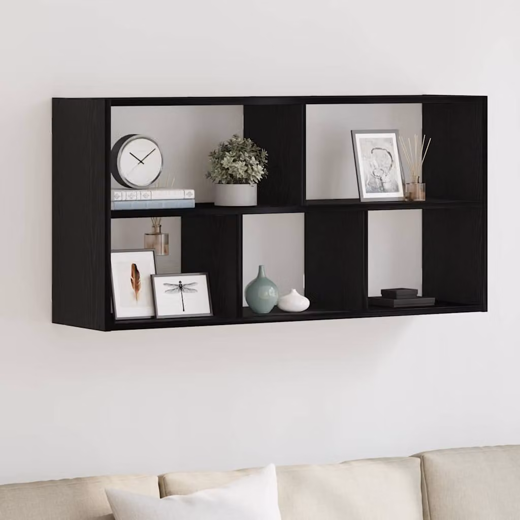 Scaffale a parete vidaXL moderno in MDF nero L: 100 cm, P: 25 cm, H: 50 cm