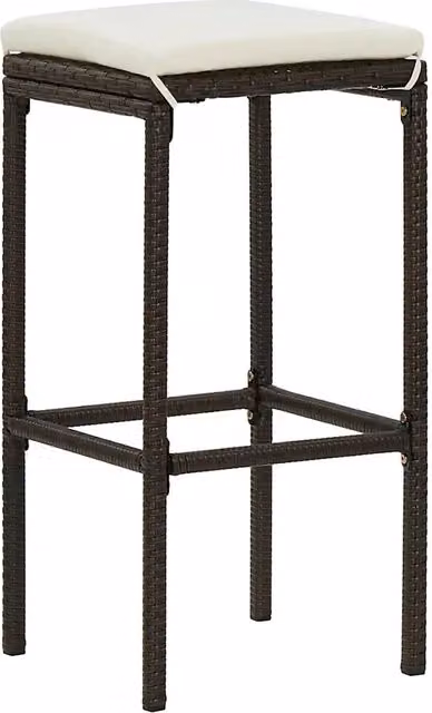 Set di 6 sgabelli da bar vidaXL in rattan marrone con cuscini bianchi e struttura in metallo